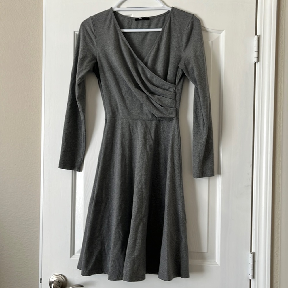 Semi Casual Long Sleeve Gray Dress